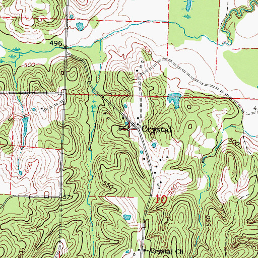 Topographic Map of Crystal, OK