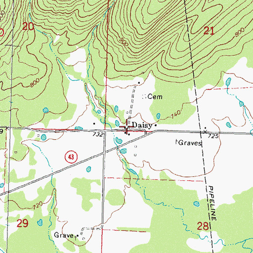 Topographic Map of Daisy, OK