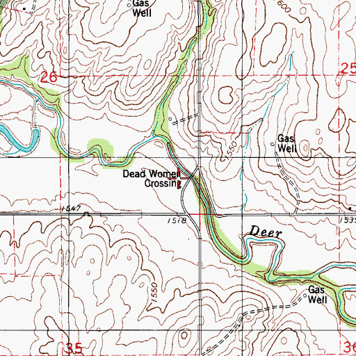 Topographic Map of Dead Women Crossing, OK