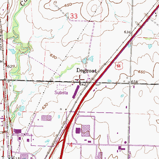 Topographic Map of Degroat, OK
