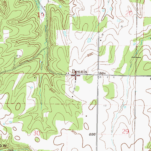 Topographic Map of Dennis, OK