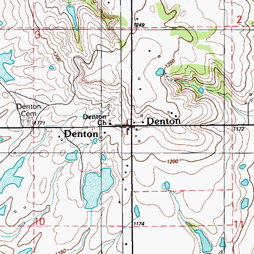 Topographic Map of Denton, OK