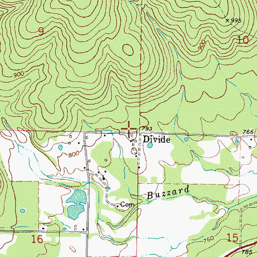 Topographic Map of Divide, OK