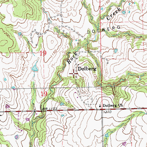 Topographic Map of Dolberg (historical), OK
