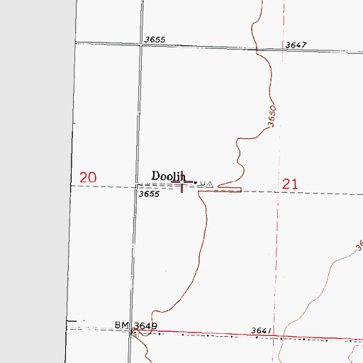 Topographic Map of Doolin, OK