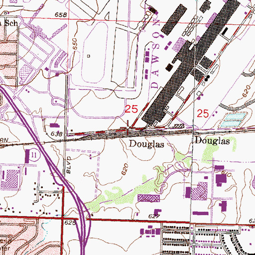 Topographic Map of Douglas, OK