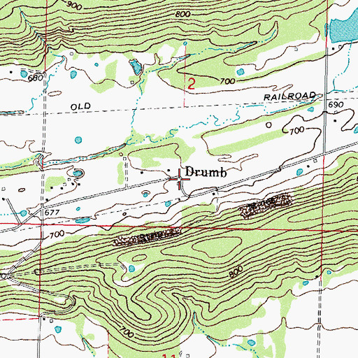 Topographic Map of Drumb, OK