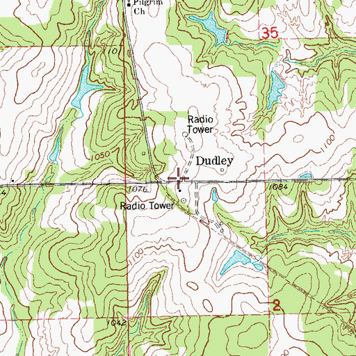 Topographic Map of Dudley, OK