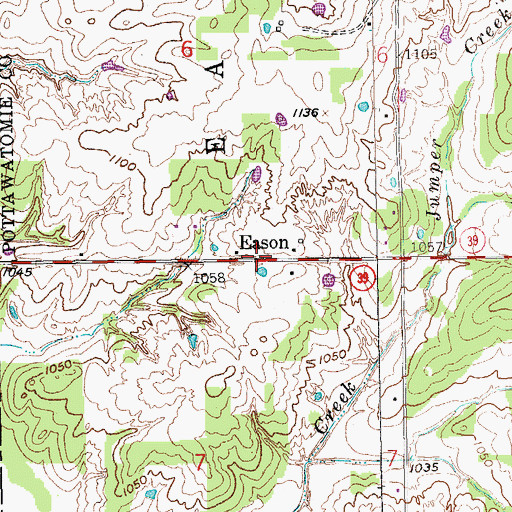 Topographic Map of Eason, OK