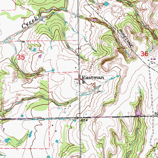 Topographic Map of Eastman, OK