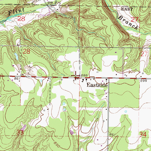 Topographic Map of Eastside, OK