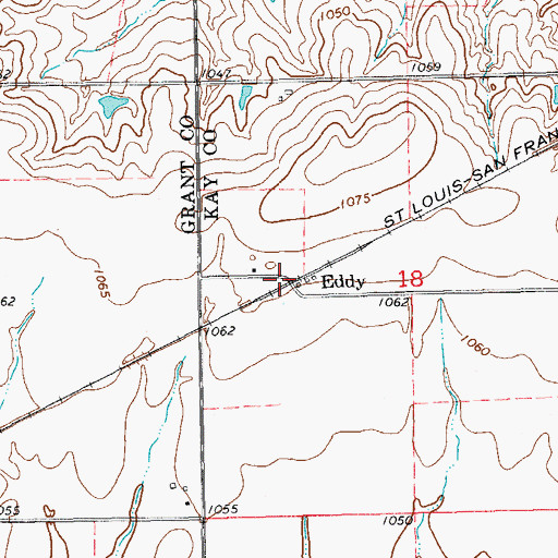 Topographic Map of Eddy, OK