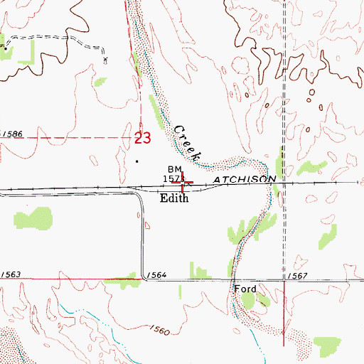 Topographic Map of Edith, OK