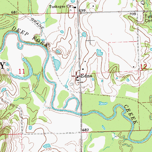 Topographic Map of Edna, OK
