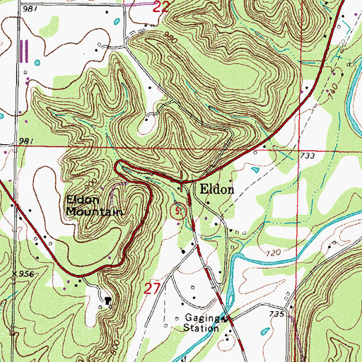 Topographic Map of Eldon, OK