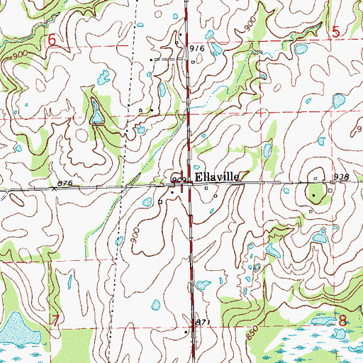 Topographic Map of Ellaville, OK