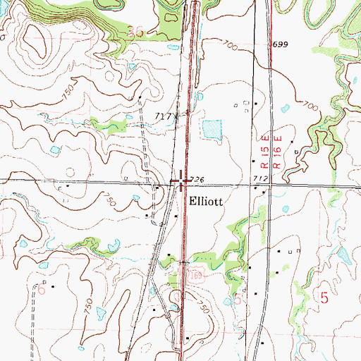 Topographic Map of Elliott, OK