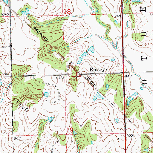 Topographic Map of Emsey, OK