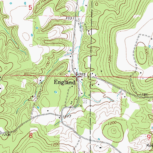 Topographic Map of England, OK