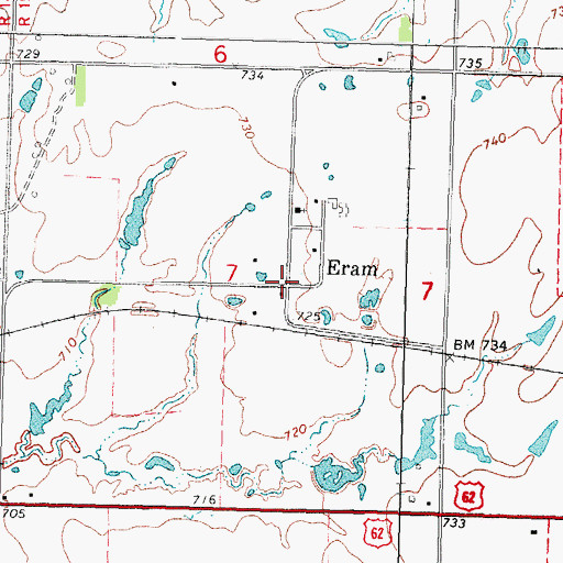 Topographic Map of Eram, OK