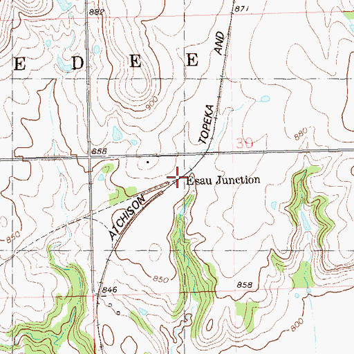 Topographic Map of Esau Junction, OK