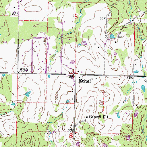 Topographic Map of Ethel, OK