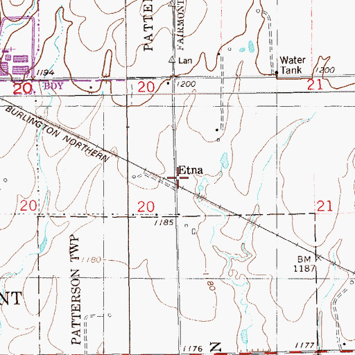 Topographic Map of Etna, OK
