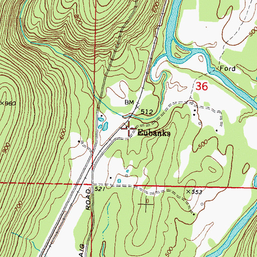 Topographic Map of Eubanks, OK