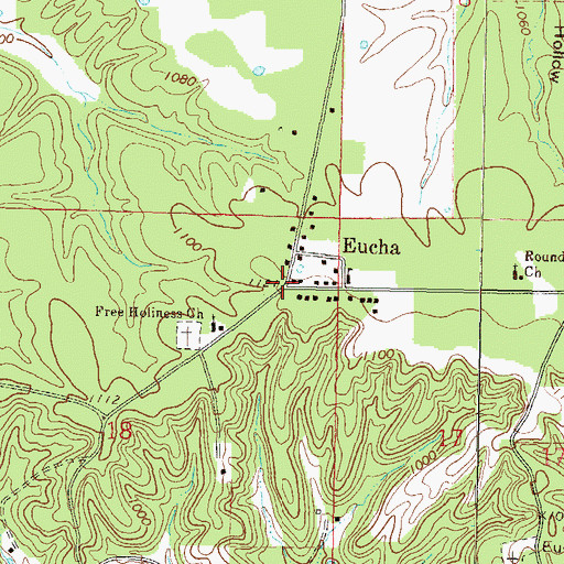 Topographic Map of Eucha, OK