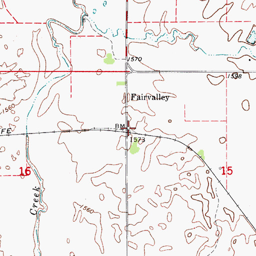 Topographic Map of Fairvalley, OK