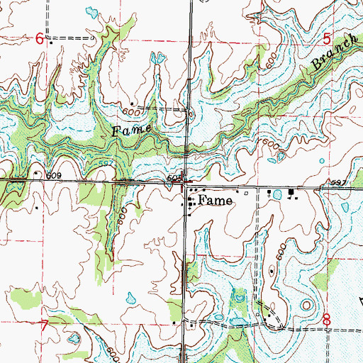 Topographic Map of Fame, OK