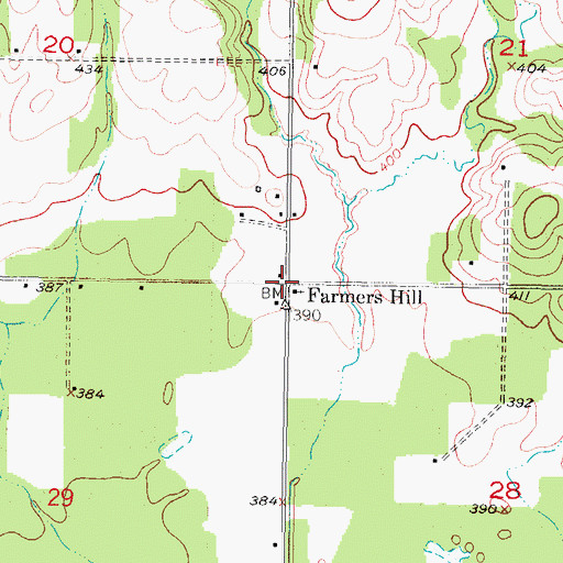 Topographic Map of Farmers Hill, OK