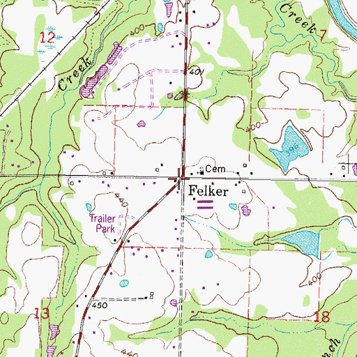 Topographic Map of Felker, OK