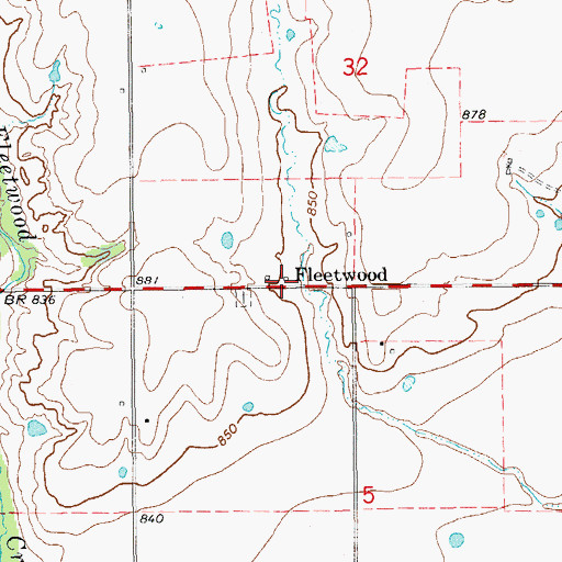 Topographic Map of Fleetwood, OK