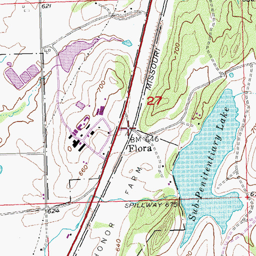 Topographic Map of Flora, OK