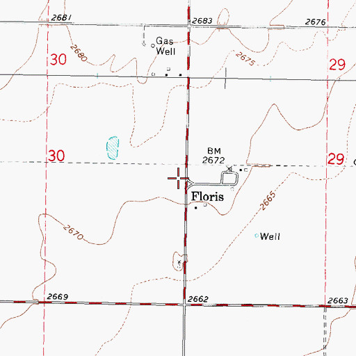 Topographic Map of Floris, OK