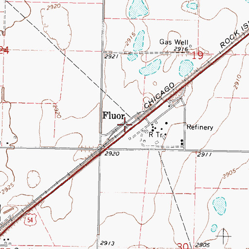 Topographic Map of Fluor, OK