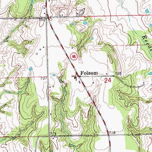 Topographic Map of Folsom, OK