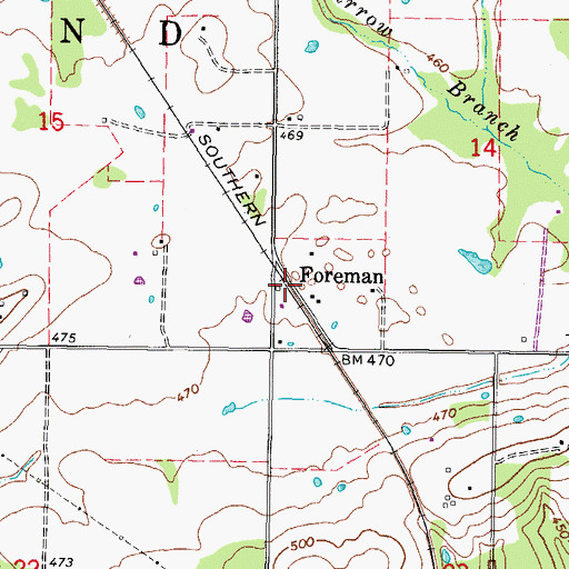 Topographic Map of Foreman, OK