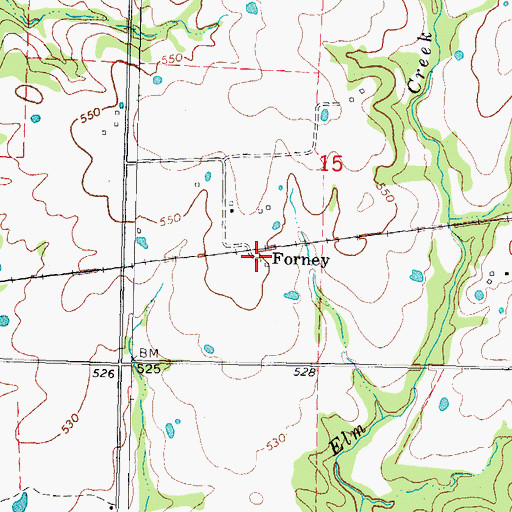 Topographic Map of Forney, OK