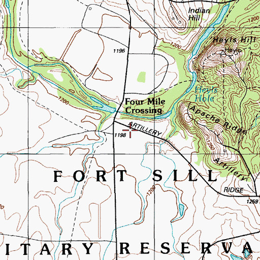 Topographic Map of Four Mile Crossing, OK