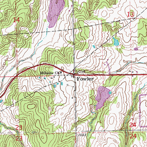 Topographic Map of Fowler, OK