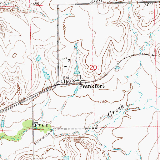 Topographic Map of Frankfort, OK