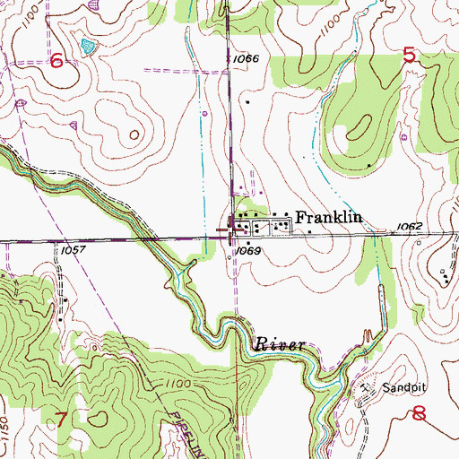 Topographic Map of Franklin, OK