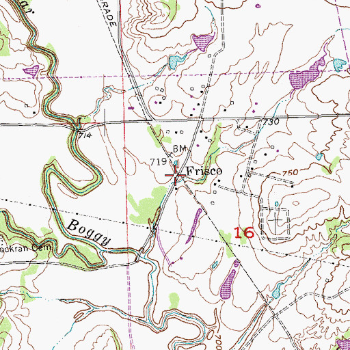 Topographic Map of Frisco, OK