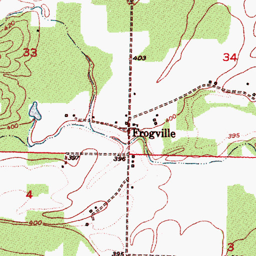 Topographic Map of Frogville, OK