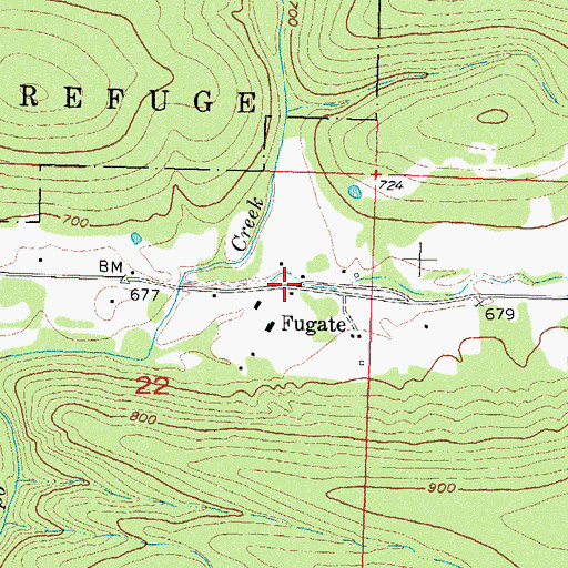 Topographic Map of Fugate, OK