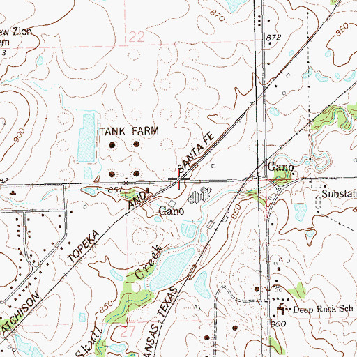 Topographic Map of Gano, OK
