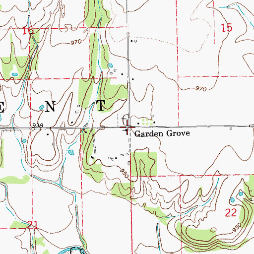 Topographic Map of Garden Grove, OK