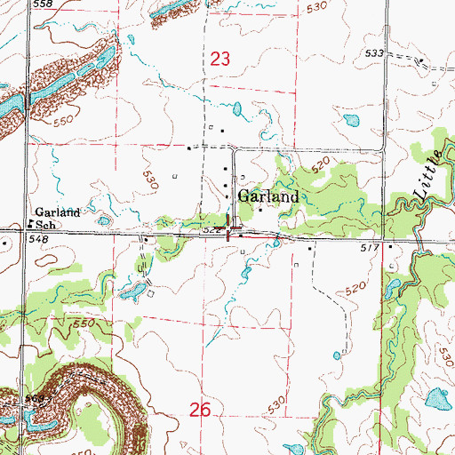 Topographic Map of Garland, OK